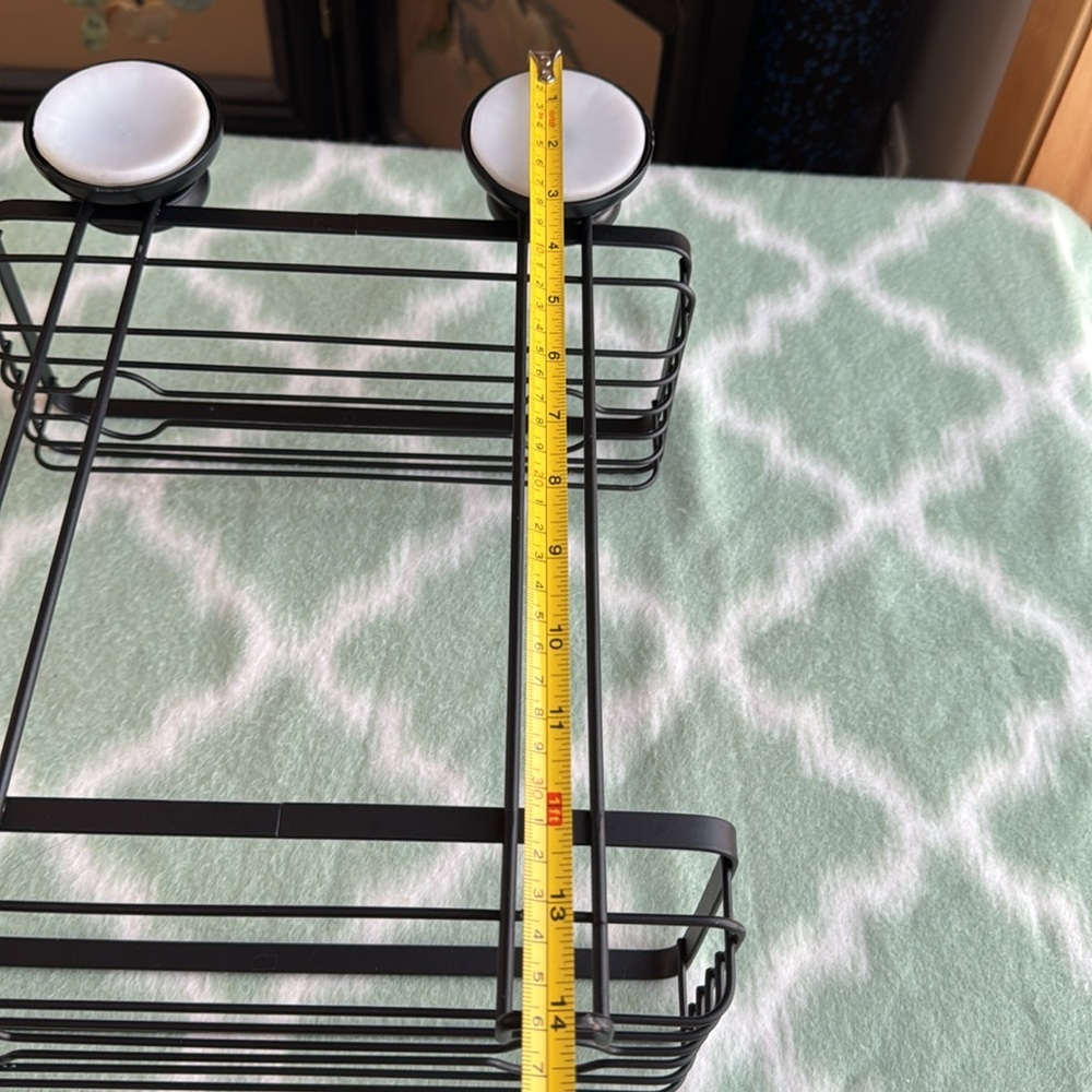 Double Tier Black Metal Organizer with suction cups - matte black - Picture 8 of 8